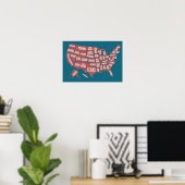 Poster Carte des États-Unis | Typographie (Bureau à domicile)