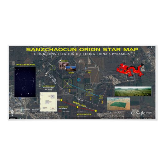 Poster Carte des étoiles de Sanzchaocun Orion (Devant)