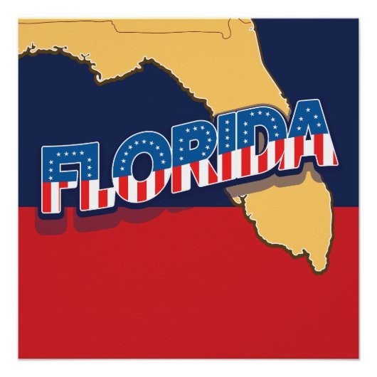 Poster carte des étoiles et des bandes de Floride (Devant)