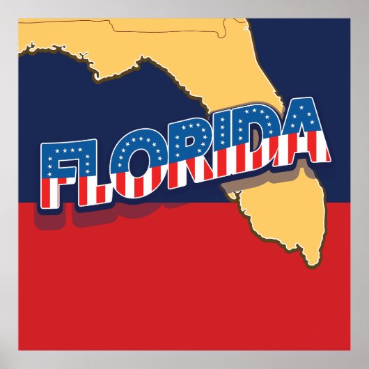 Poster carte des étoiles et des bandes de Floride (Devant)