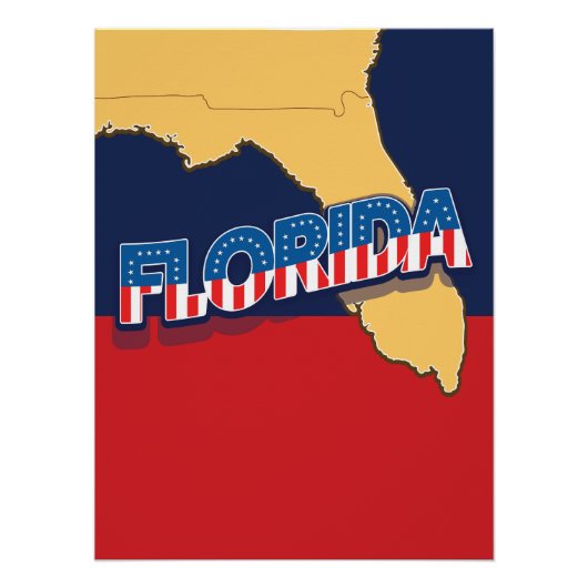 Poster carte des étoiles et des bandes de Floride (Devant)