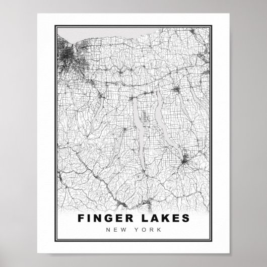 Poster Carte des Finger Lakes (Devant)