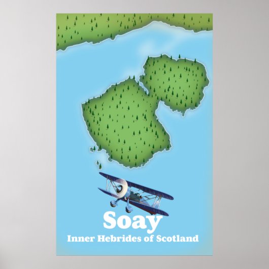 Poster Carte des Hébrides intérieures Soay d'Écosse (Devant)