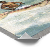 Poster Carte des îles, autochtones en canoë (Coin)