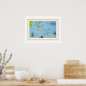 Poster Carte des îles Bahamas 18x24 (Cuisine)