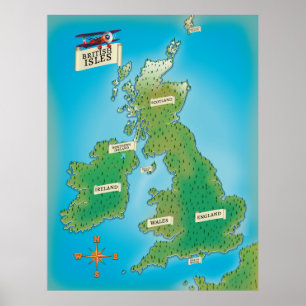 Poster Carte des îles britanniques