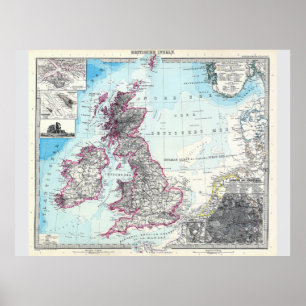 Poster Carte des îles britanniques (1891)