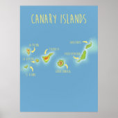 Poster Carte des îles Canaries (Devant)