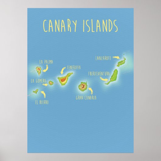 Poster Carte des îles Canaries (Devant)