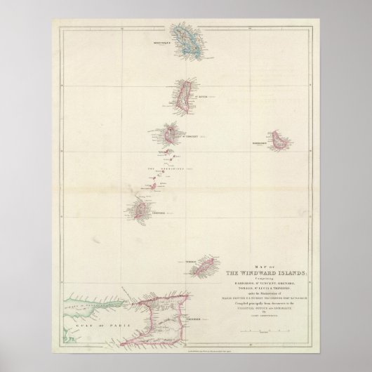 Poster Carte des îles du Vent (Devant)