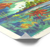 Poster Carte des îles Hawaii (Coin)