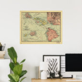 Poster Carte des îles Hawaii 1912 (Bureau à domicile)
