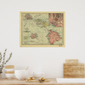 Poster Carte des îles Hawaii 1912 (Cuisine)