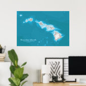 Poster Carte des îles Hawaiiennes (Bureau à domicile)