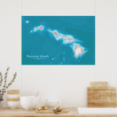 Poster Carte des îles Hawaiiennes (Cuisine)