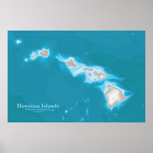 Poster Carte des îles Hawaiiennes (Devant)