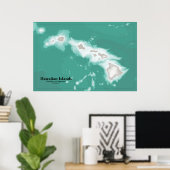 Poster Carte des îles Hawaiiennes (Bureau à domicile)