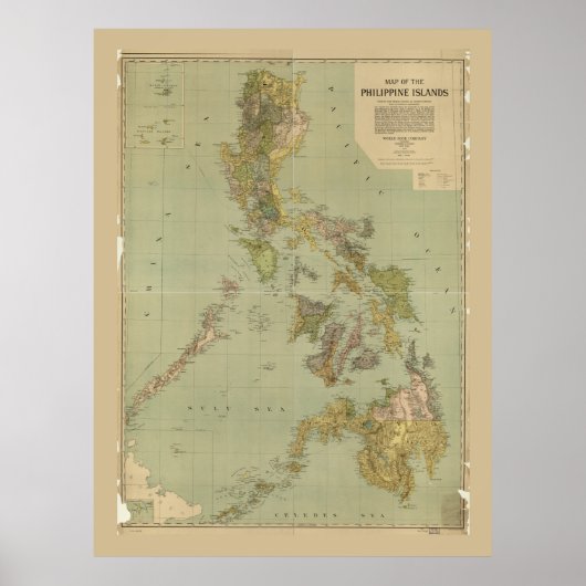 Poster Carte des îles Philippines (1908) (Devant)