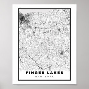 Poster Carte des lacs du doigt