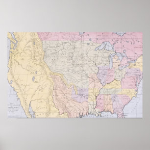Poster Carte des localités des tribus indiennes