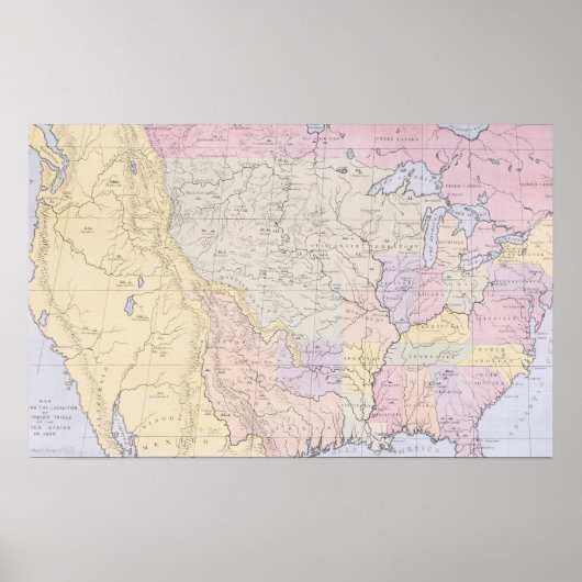 Poster Carte des localités des tribus indiennes (Devant)