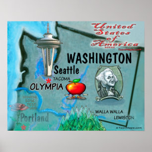 Poster Carte des loisirs de Washington