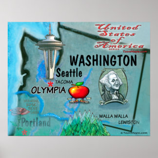 Poster Carte des loisirs de Washington