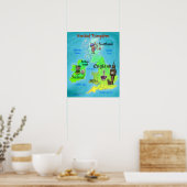 Poster Carte des loisirs du Royaume-Uni (Cuisine)