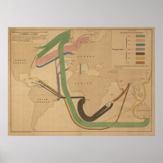 Poster Carte des migrations mondiales [traduit]