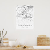 Poster Carte des milliers de chênes - Californie - Carte  (Cuisine)