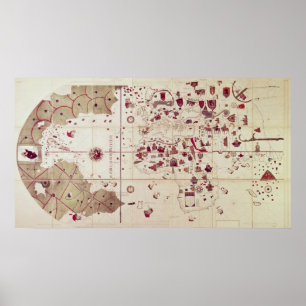 Poster Carte des Mondes anciens et nouveaux, c.1500