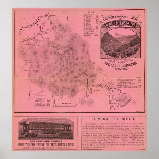 Poster Carte des montagnes blanches (Devant)