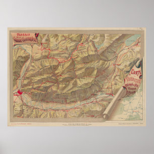 Poster Carte des montagnes de la Chartreuse vintage (1897