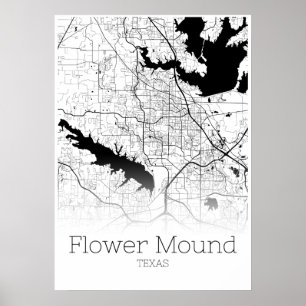 Poster Carte des monticules de fleurs - Texas - Carte de 