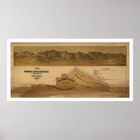Poster Carte des monts Panamint Range 1875 (Devant)
