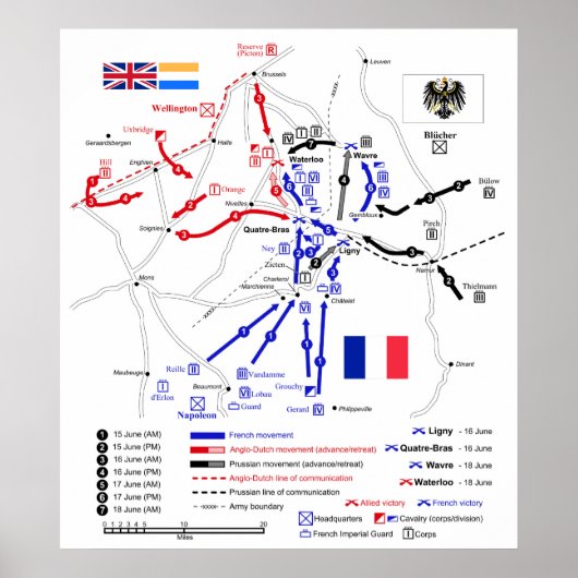 Poster Carte des mouvements stratégiques de la campagne W (Devant)
