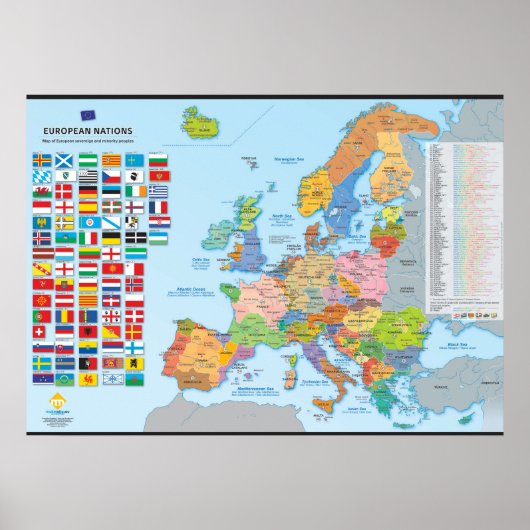 Poster Carte des nations d'Europe (multilingue) (Devant)