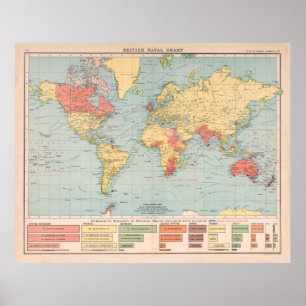 Poster Carte des navires de guerre de l'ancien Empire bri