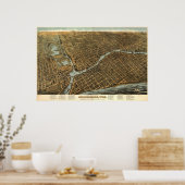 Poster Carte des oiseaux de Milwaukee - 1872 (Bailey) Big (Cuisine)