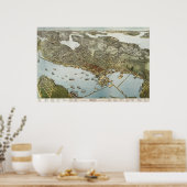 Poster Carte des oiseaux de Seattle - 1891 (Koch) BigMapB (Cuisine)