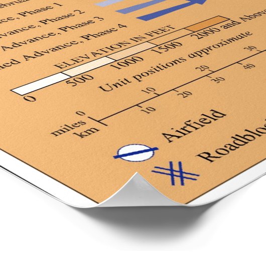 Poster Carte des opérations terrestres de l'opération Tem (Coin)