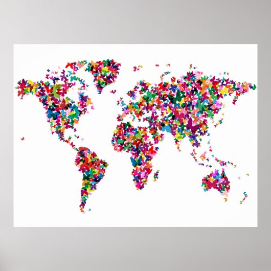 Poster Carte des papillons du monde (Devant)