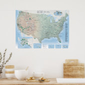 Poster Carte des parcs nationaux USA 2020 (Cuisine)