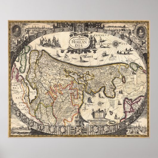 Poster Carte des Pays-Bas (Devant)
