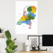 Poster Carte des Pays-Bas (Bureau à domicile)