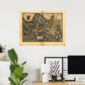 Poster Carte des Pays-Bas 1570 - Abraham Ortelius (Bureau à domicile)