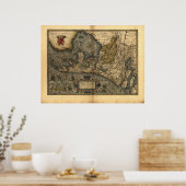 Poster Carte des Pays-Bas 1570 - Abraham Ortelius (Cuisine)