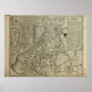 Poster Carte des Pays-Bas 1583 - Leo Belgicus