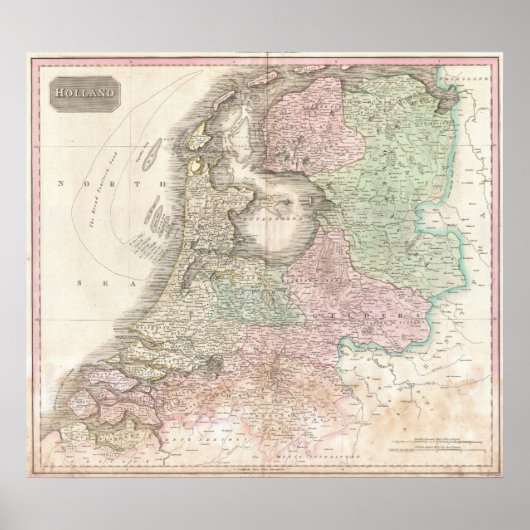 Poster Carte des Pays-Bas 1818 - John Pinkerton (Devant)