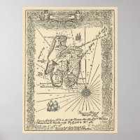 Carte des pirates de l'île au trésor vintage (1915